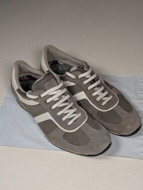 Hugo Boss BOSS Orange Sneakers Gray Suede Mesh Casual Shoes Men’s Size 44